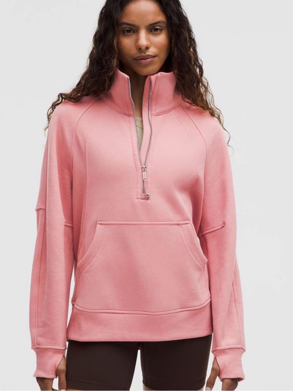 Lululemon Scuba Oversized Funnel-Neck Half Zip Long in Deco Pink, XS/S